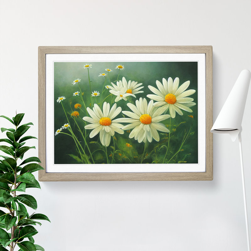 Daisy Flower - Framed Print, 46cm H x 64cm W x 2cm D, Oak