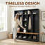 Portemanteau large avec banc de rangement, espace de rangement cubique et tablette, portemanteau multifonctionnel, convient à l'entrée, vestibule, noir-73945