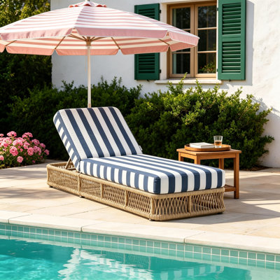 Chaise longue de piscine réglable Kellan, corde tissée et structure en fer avec coussin épais, chaise longue d'extérieur pour la piscine, la plage et la cour