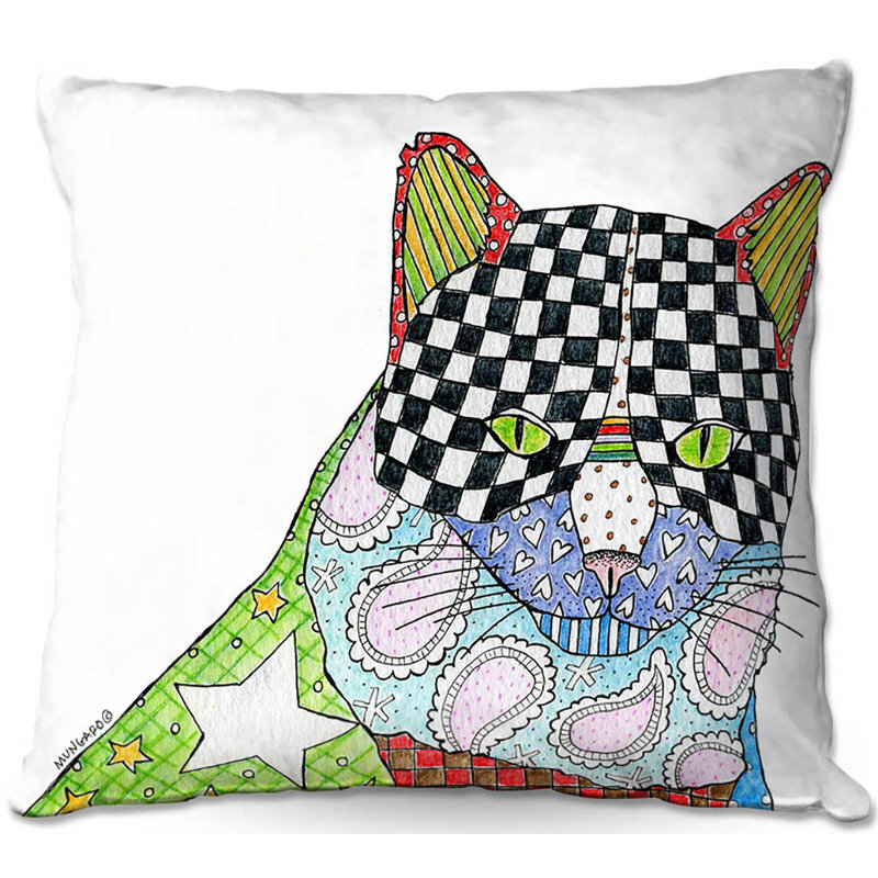  Coussin Couch Cat, 16 po x 1 po, Blanc