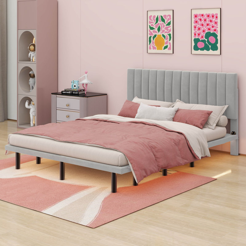 Keraghan Upholstered Platform Bed, Gray