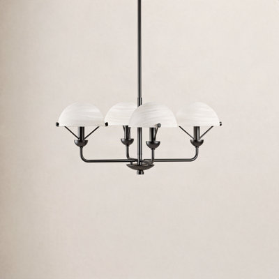 Lawrey 4-Light 28"W Modern/Traditional Chandelier With Metal, Feature Glass/Metal Shade For Dining Room Or Kitchen Island