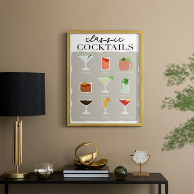 Classic Cocktails Framed Print - Solid Wood