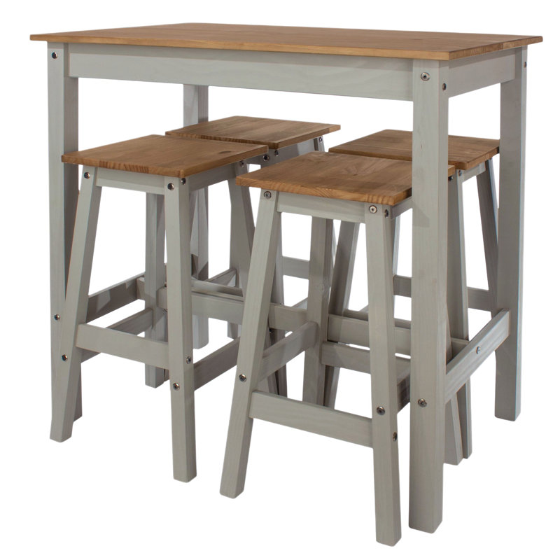 Lucian 4 - Person Pine Solid Wood Dining Set