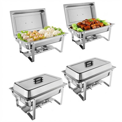 Chafing Dishes for Buffet, Stainless Steel Catering Chafer with Lids, Pans & Fuel Holder, 8QT Food Warmers for Parties Buffet