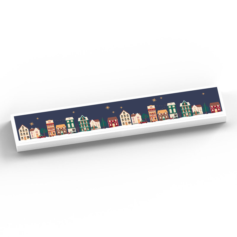 Xmas Festive Street Scene Wooden Memento Block