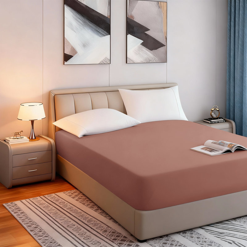 Tanvish Luxury Microfiber Fitted Sheet - 40 cm Deep Pocket, Ultra-Soft - Wrinkle-Free and Easy Care, Double (4'6), Peach