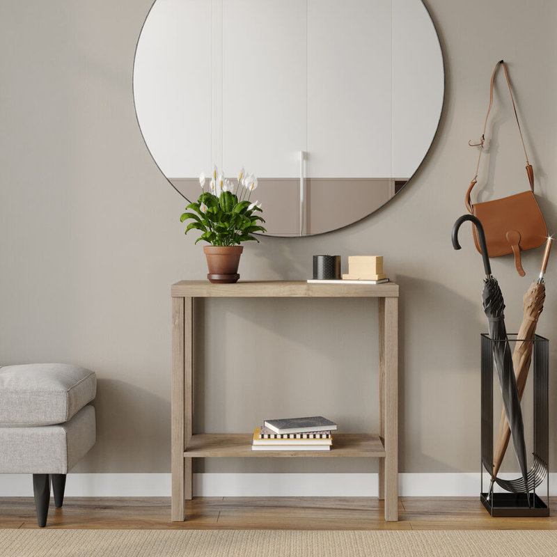Tahesia 180.34cm W Solid Wood Bedside Table, Oak