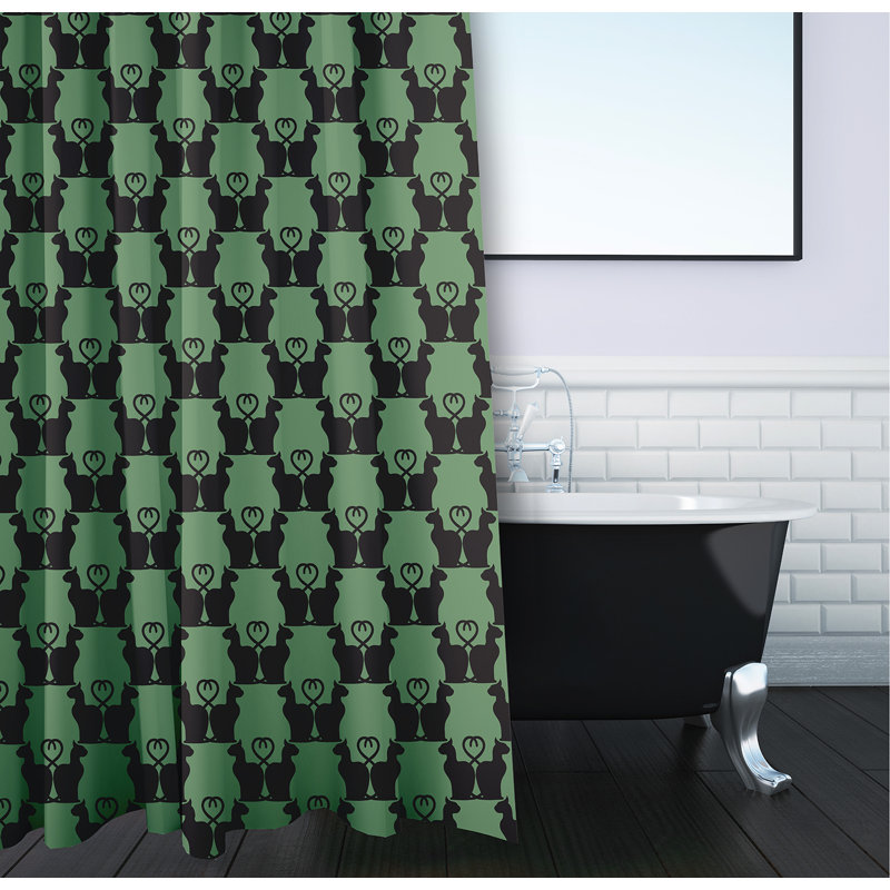 Animal Print Single Shower Curtain + Hooks, Sage
