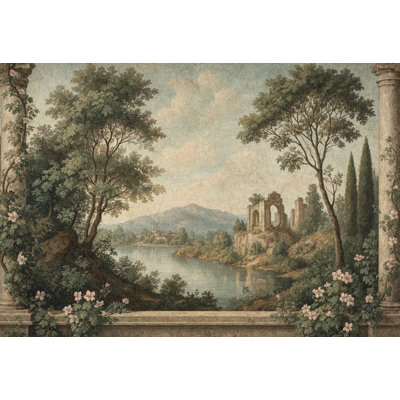 Papier peint rétro paysage méditerranéen amovible classique