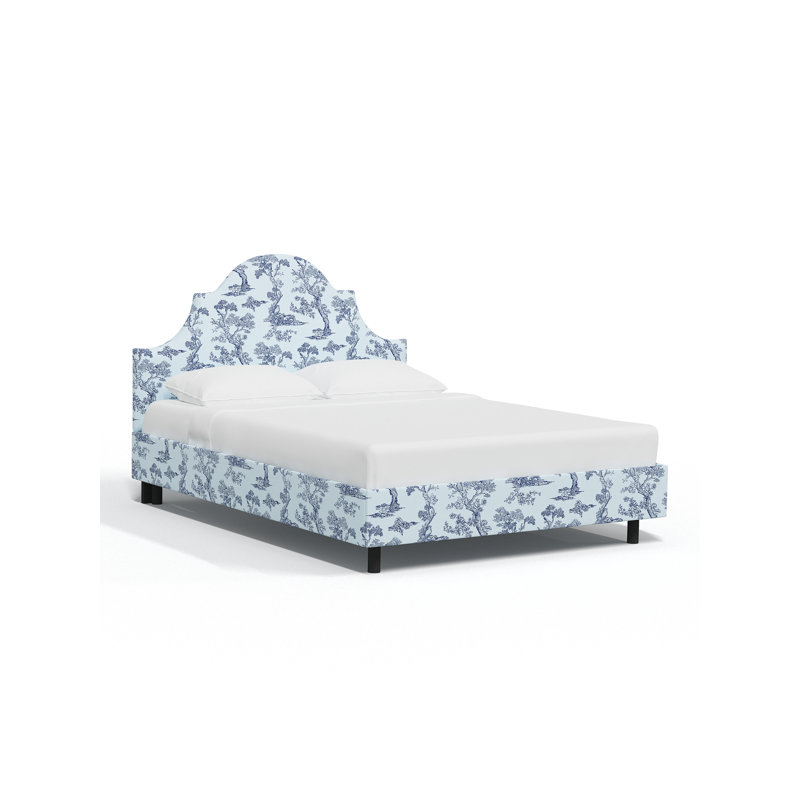 Red from Scalamandre Crafted by Cloth & Company Geneva Platform Bed in Pattern, Twin, Scm Toile Blue Linen