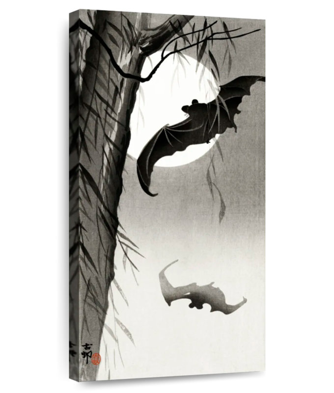 Chauves-souris et pleine lune, H 30 po x l 15 po