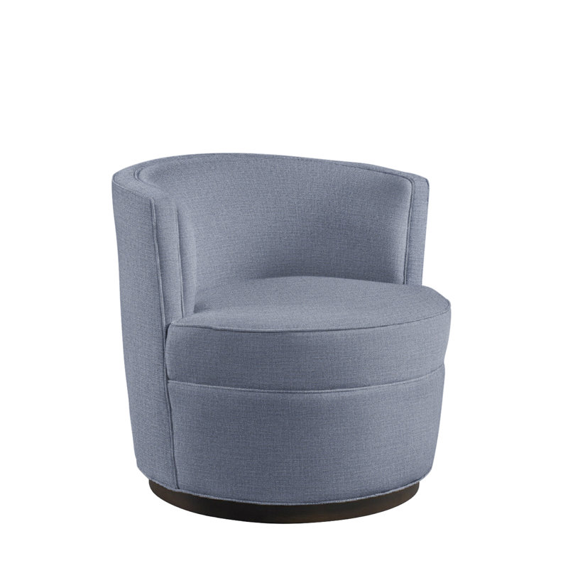 Fauteuil demi-tonneau pivotant en lin de 31 po Devlan, Bleu Affinity