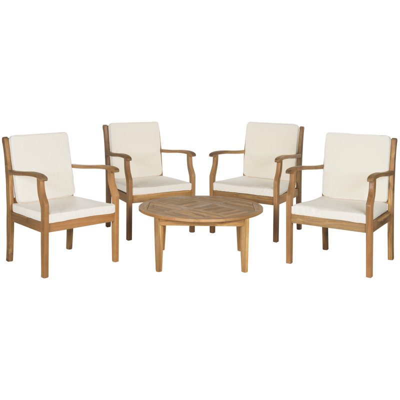 Acacia 4 - Person Patio Conversation Set with Cushions, Natural / Beige