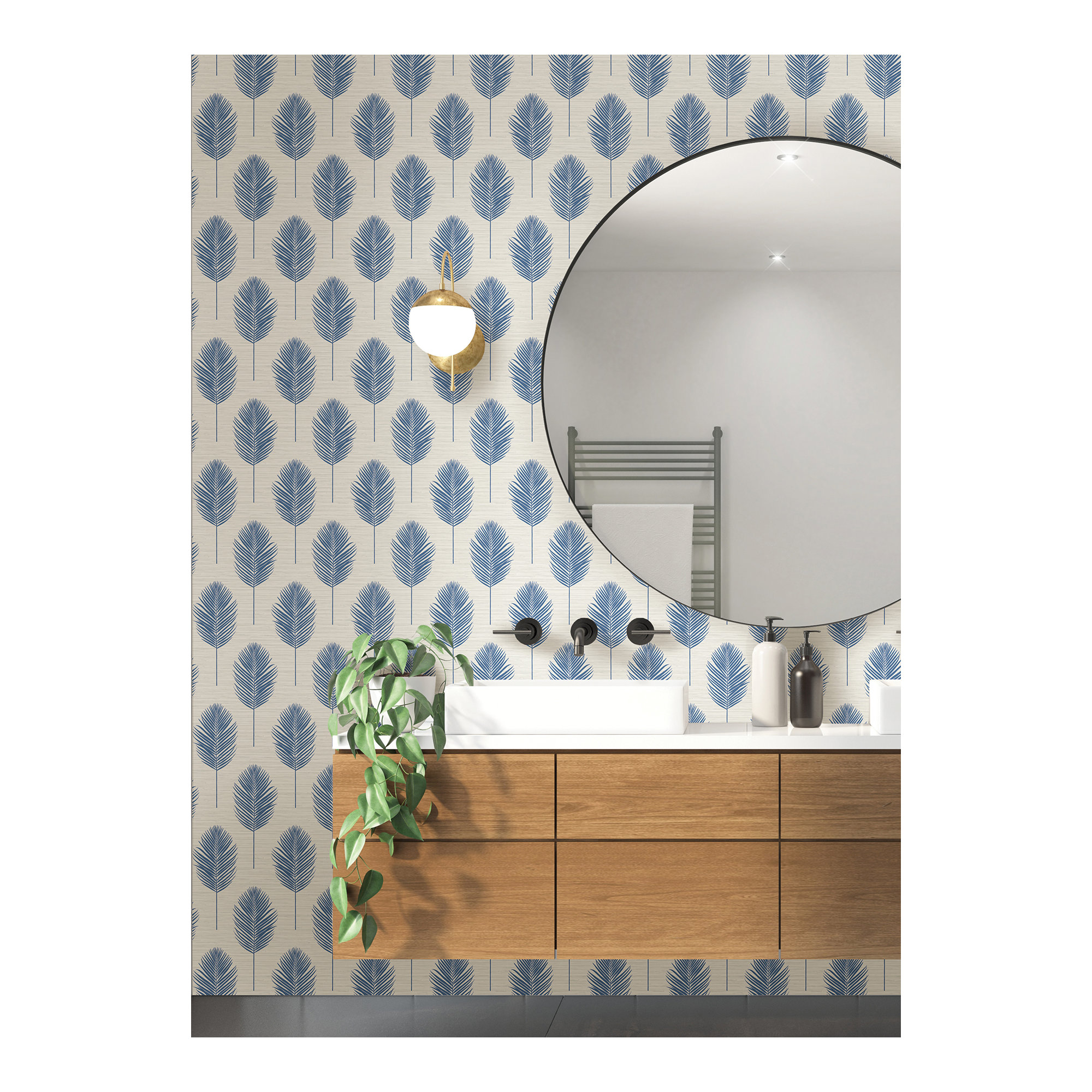 Mclaurin Fern 27' L x 27" W Wallpaper Roll, Blue
