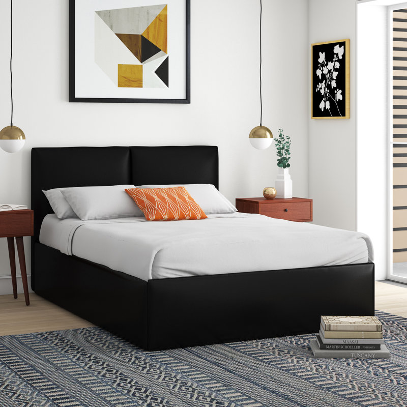 Hampig Upholstered Bed, Black, Super King (6')