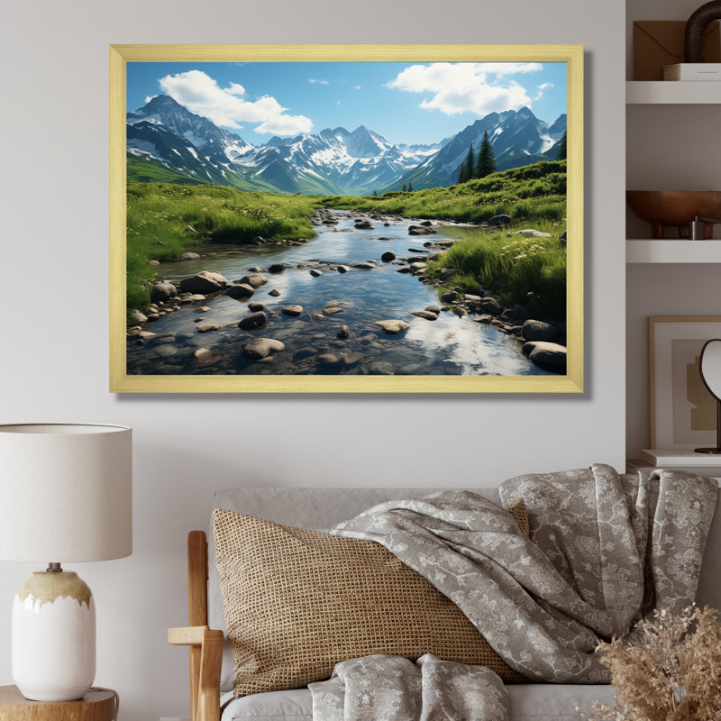 Paysage de l'Alaska I - reproduction sur toile, H 24 po x l 32 po x P 1 po, Encadrement doré