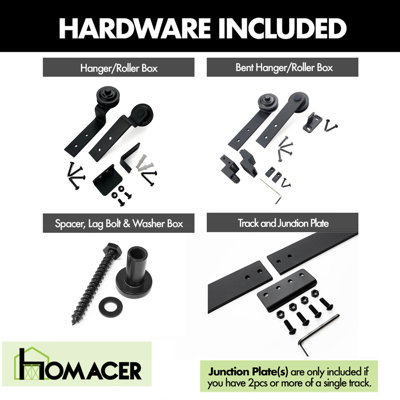 Black Rustic Mini Single Track Bypass Two Door Hardware Kit For Cabinet Use Only( Canbinet Not Included）