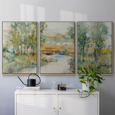Trees on the Creek II - 3 pièces, reproduction sur toile
