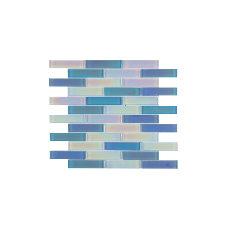 Reflections 1" x 4" Glass Linear Mosaic Tile, Alaskan Blue