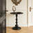 American Vintage Round Metal Side Table In Black