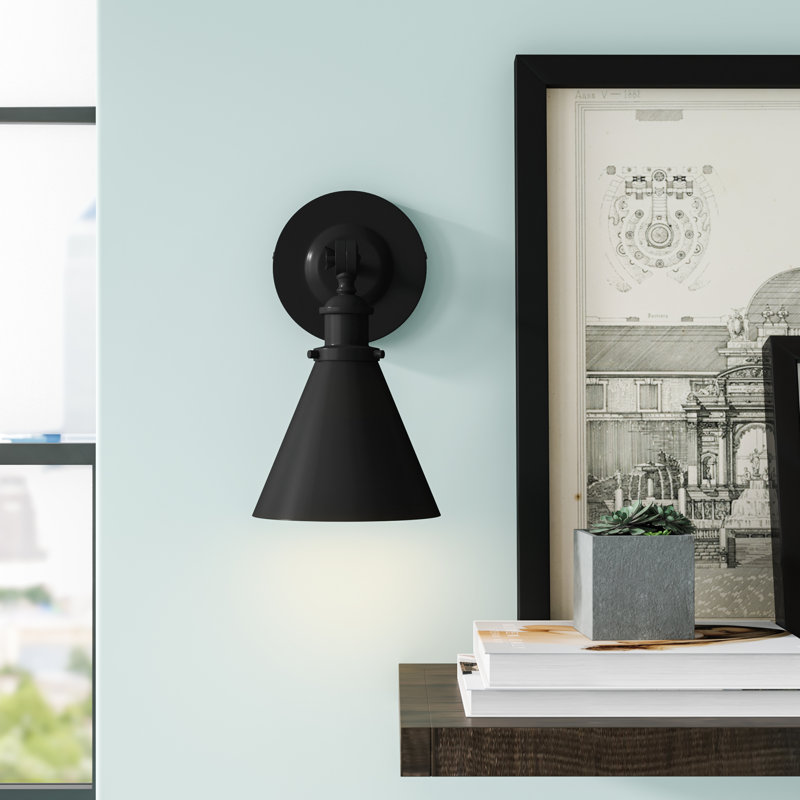 Kairi 1 - Light Dimmable Armed Sconce in Matte Black, Matte Black