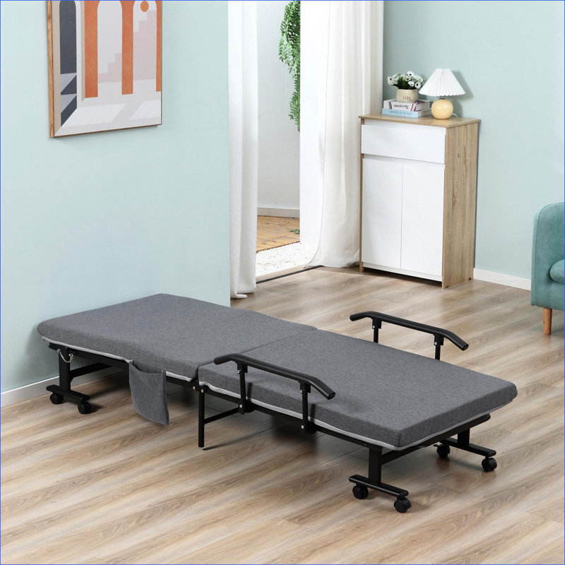 Lit pliant pliant | Matelas portatif à dossier réglable de 3,25 po | Pour petits invités | Gris anthracite | Acier