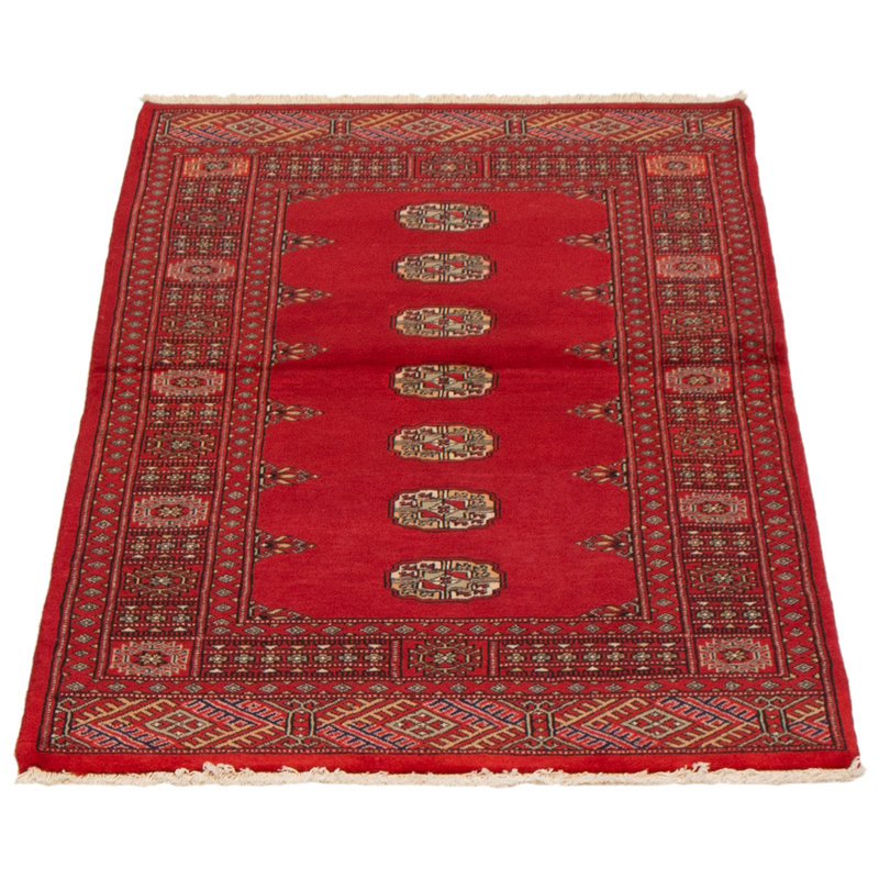 Tapis unique en laine rouge foncé 3 pi 2 po x 5 pi 3 po One Age of a Kind Kind Peshawar
