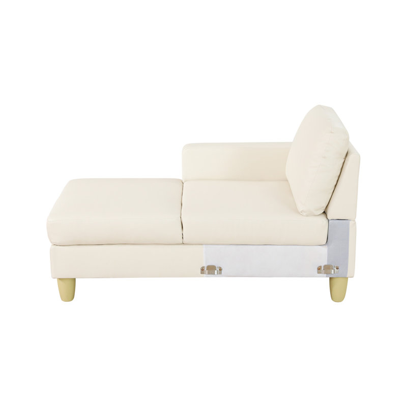 Canapé modulaire en L en similicuir 2 pièces avec méridienne gauche et repose-pieds Beige