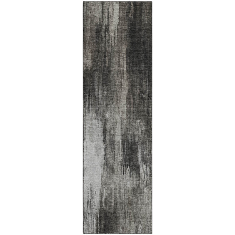 Premium Machine Washable Cerrito AMF567 Gray Rug, Runner 2'3" x 7'6"