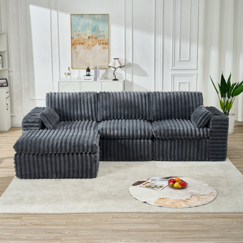 Canapés modulaires peu encombrants avec chenille grise durable pour les maisons modernes