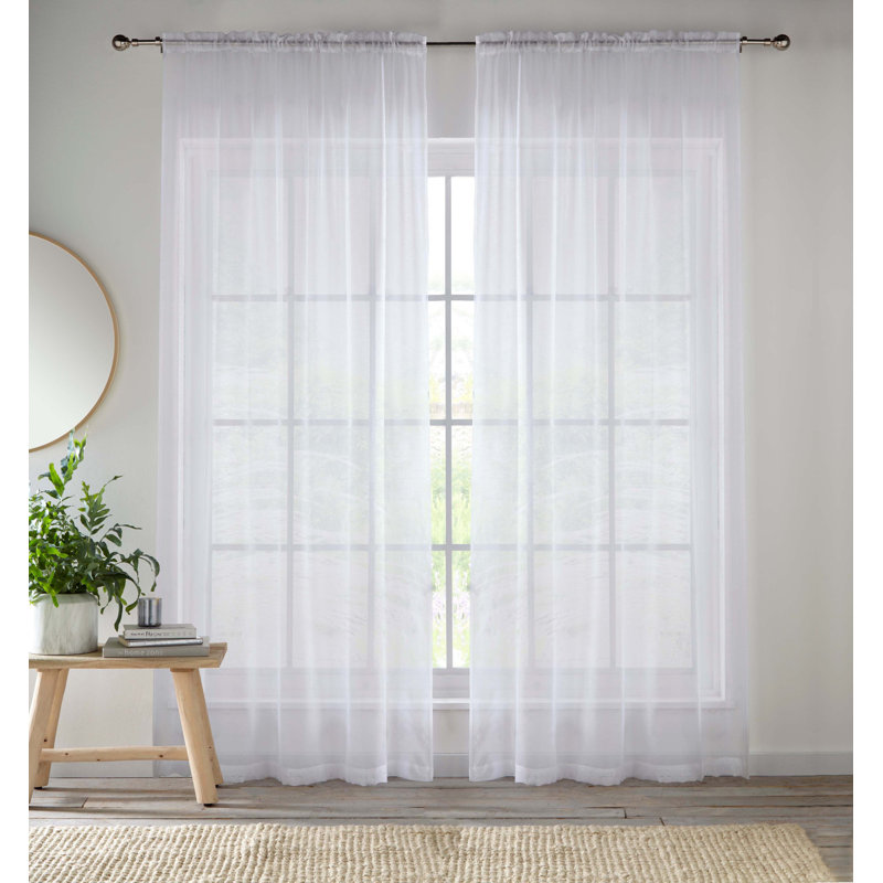 Roiann Sheer Curtain Pair, White, 140cm Width x 122cm Drop