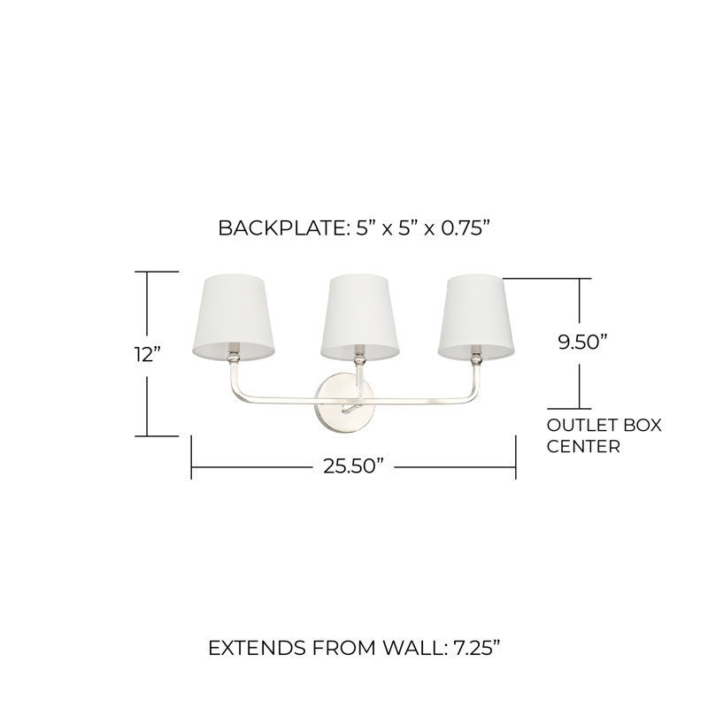 Climsland Dimmable Vanity Light, Polished Nickel, 3