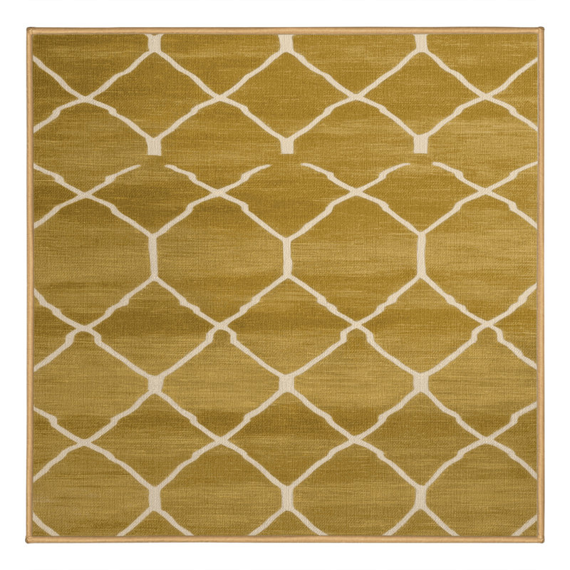 Tapis brun treillis lavable à la machine, Carré 5 pi