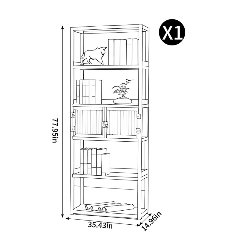 Nauset, (5 Shelves) 77.95"H x 35.43"W x 14.96"D