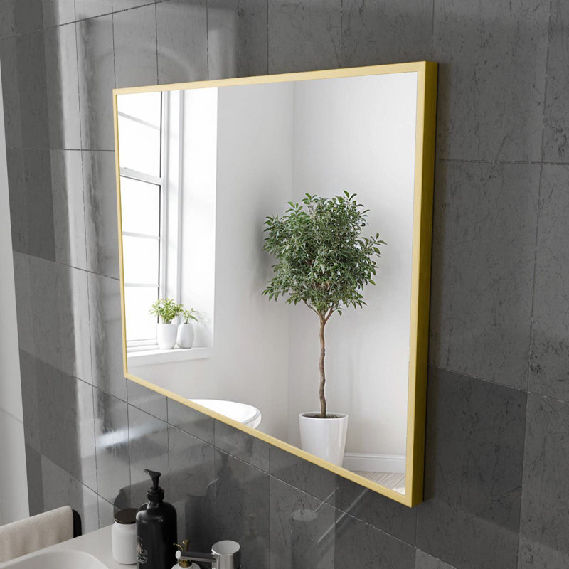 Aluminium Rectangle Mirror, Brushed Brass, 80cm x 60cm