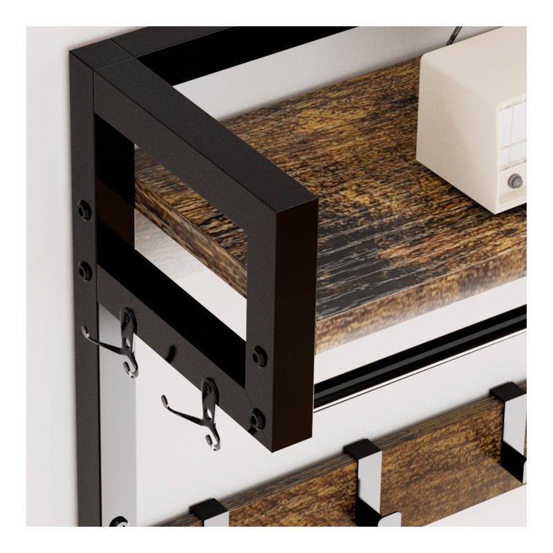 Wide Hall Tree with 2 Movable Drawers, Shoe Storage, Shelves and Garment Racks, 5-in-1 Entryway Bench with 23 Hooks (Fixed and Movable)