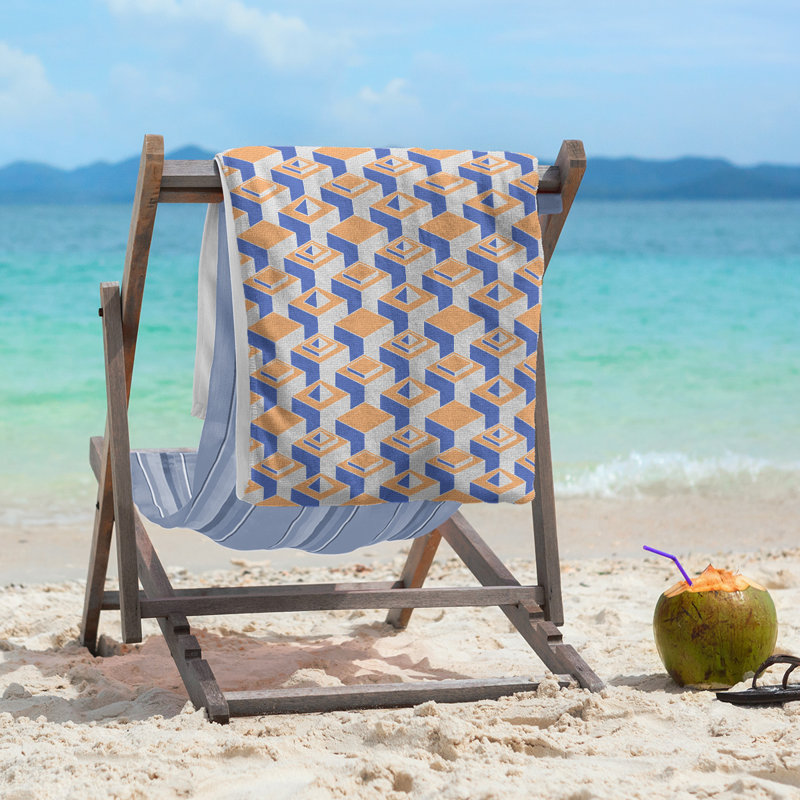 Serviette de plage classique gratte-ciels, Jaune / gris clair / noir