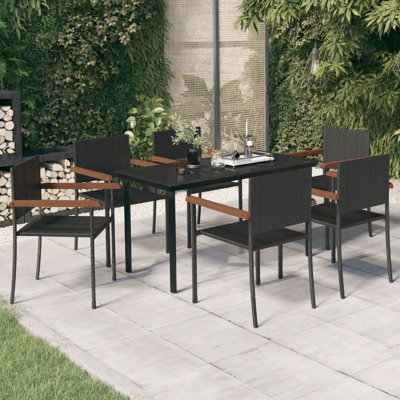 Grason 6 - Person Wicker Patio Dining Set with Rectangular Table