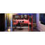 Lit mezzanine simple en bois avec bureau, support de rangement latéral, tablettes multiples et lumière RVB, rouge-1770854889-1770854894