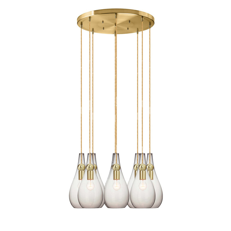 Earth 8 - Light Chandelier, 108" H x 18" W x 18" D, Clear Glass, Gold/Brass