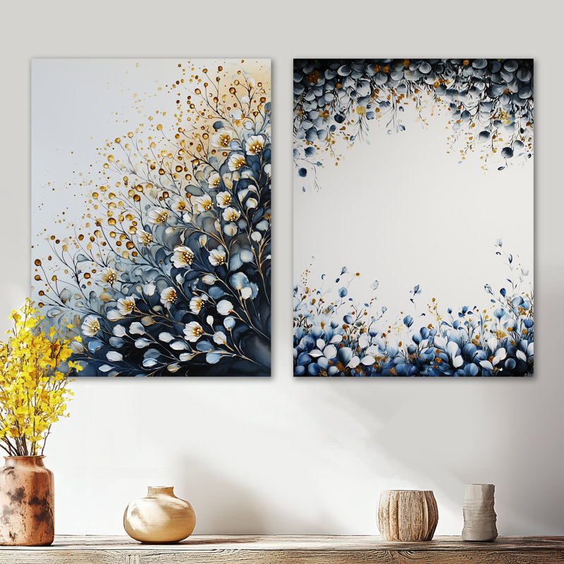 Radiant Light of Wildflowers - Ensemble de 2 décorations murales en métal, 32" H x 48" W