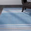 Tapis bleu / gris en coton tissé à plat à rayures Bokara Hills-21204808
