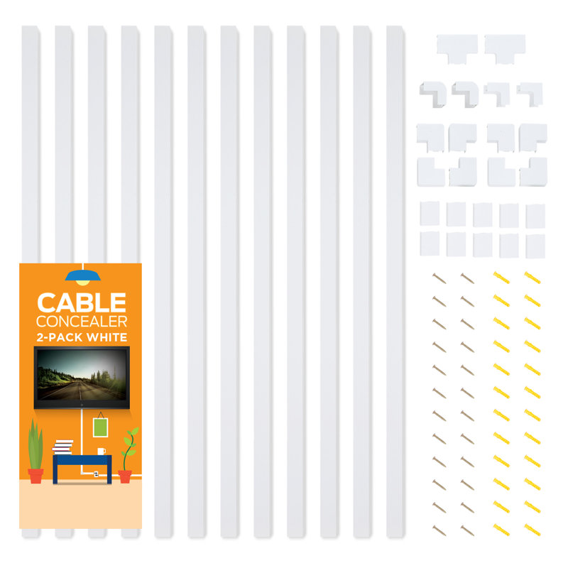 Twelve 25-Inch Cord Covers - 300-Inch Total On-Wall Cable Management Kit for Wall-Mounted TV or Computer Cables by Simple Cord