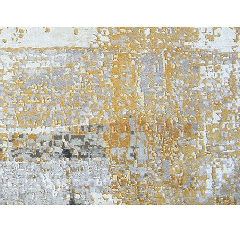 Hand Knotted Abstract Area Rug in Charcoal/Gold/Ivory, Rectangle 12' x 15'