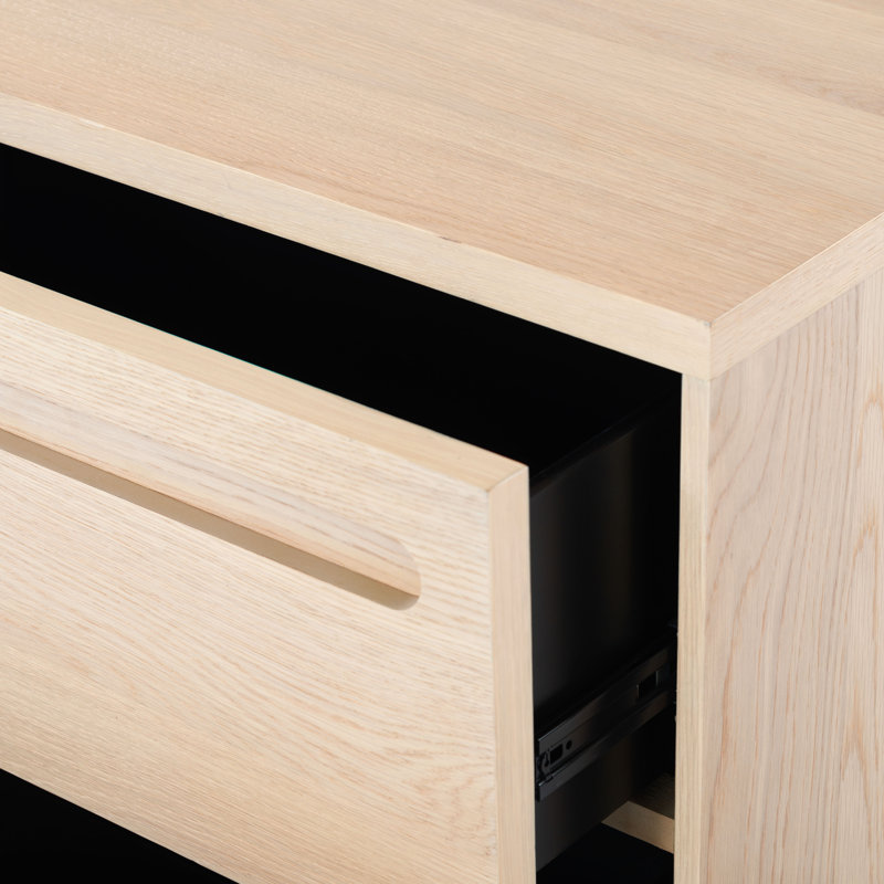 Tobiette 2 Drawer Wood Nightstand, Oak