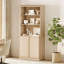 Bibliothèque moderne de 72 po de hauteur avec portes et tablettes réglables, bibliothèque avec armoire de rangement et tablettes ouvertes, bibliothèque en bois pour bureau à domicile, salon-1329509332-1088858786