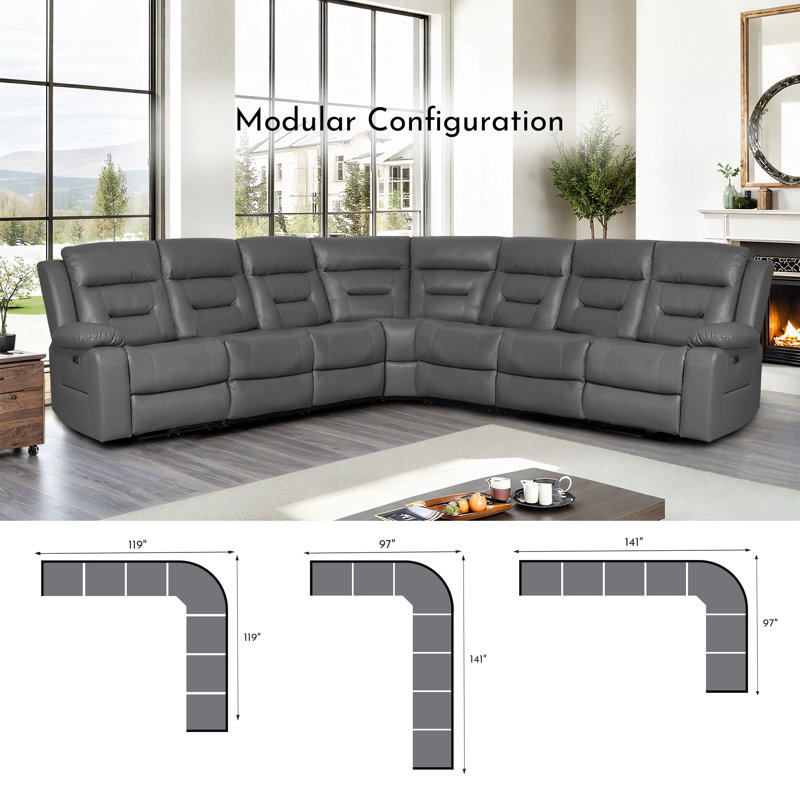 Canapé modulaire Kimblyn, Gray Faux Leather