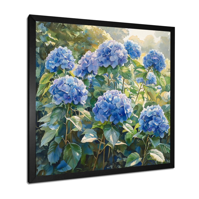 Hydrangea Garden Delight Harmony I - Hydrangea, art mural, Reproduction encadrée d'une seule photo, Noir, noir, noir, noir