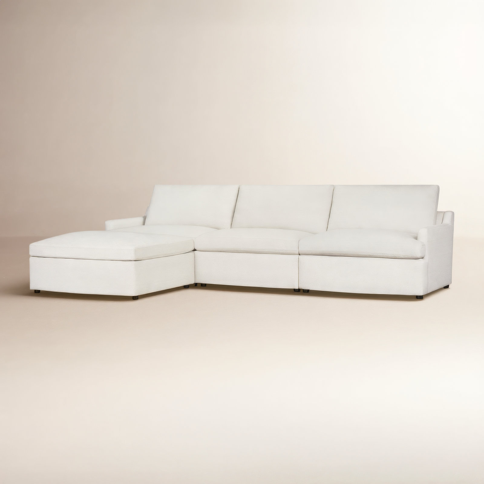 Essex Reversible Chaise Sectional, Macarena Light Gray Basketweave Fabric